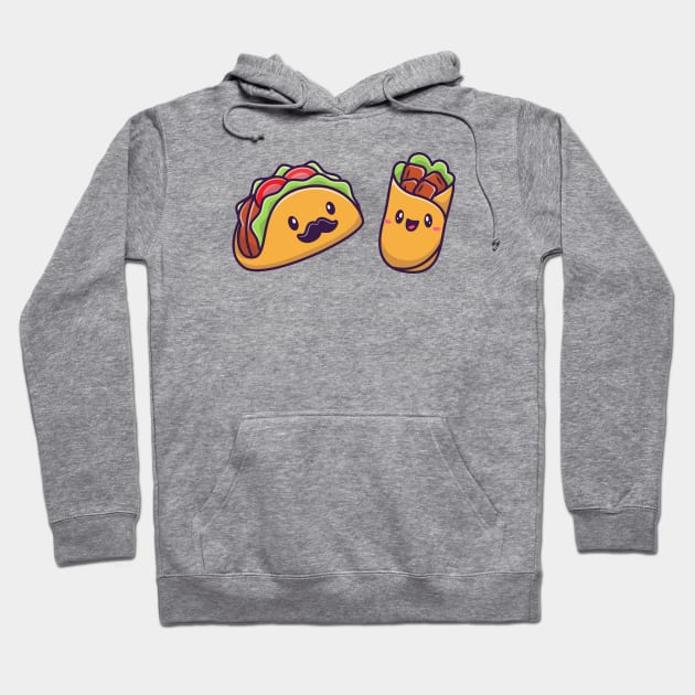 Cute Taco And Burrito Food Hoodie by Catalyst Labs